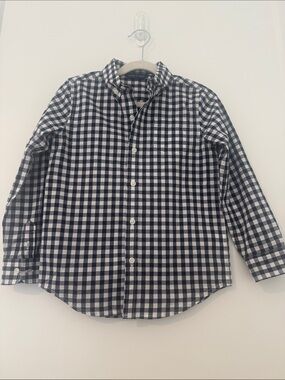 Janie and Jack Navy and White Gingham Button-Down Shirt